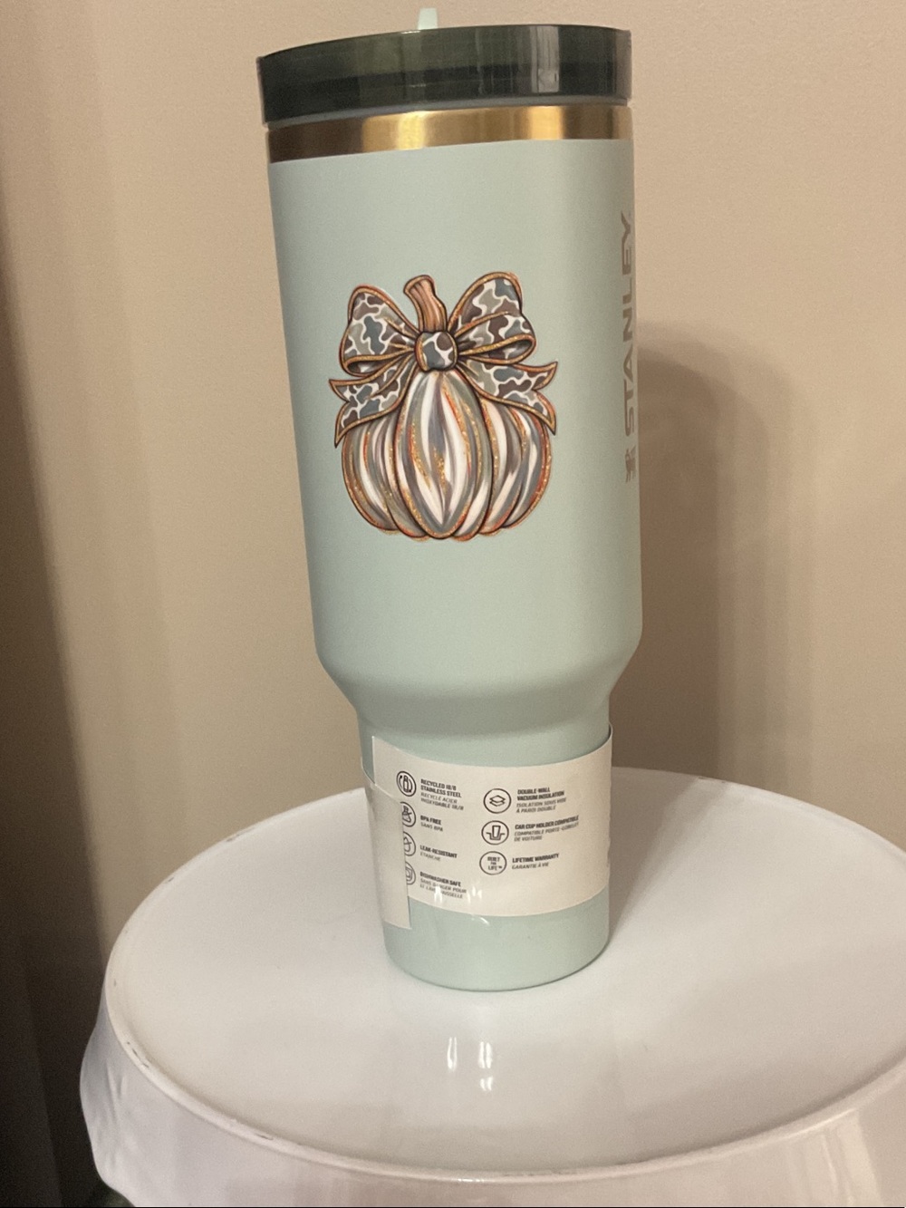 Stanley Light Blue Pumpkin Accent Tumbler